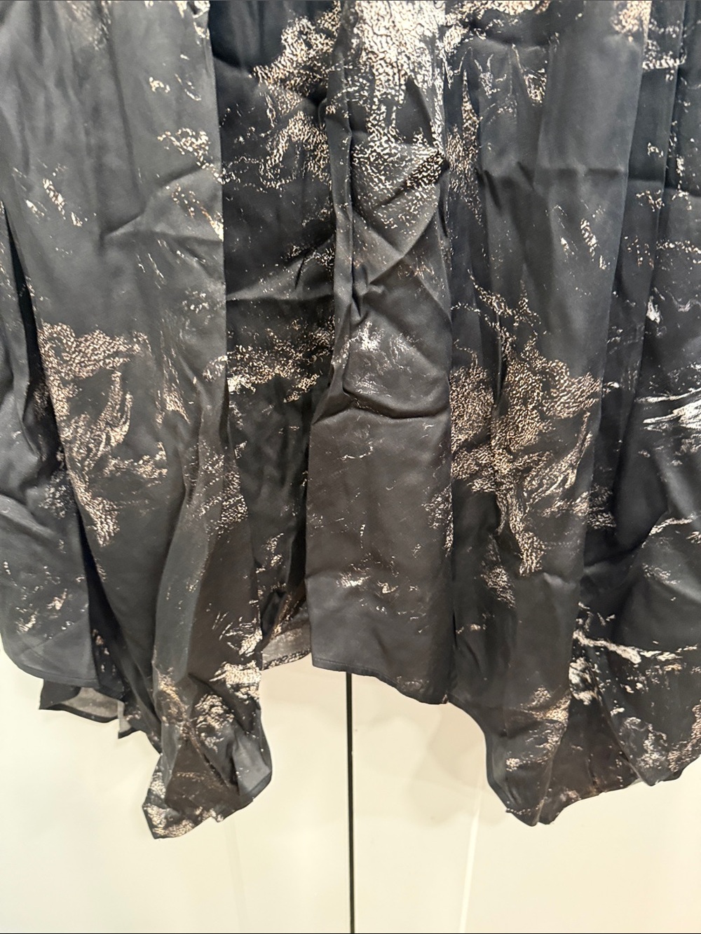 AllSaints Estelle Titania gothic black  Marble-Print V-Neck asymmetrical hem 10 - Picture 7 of 12
